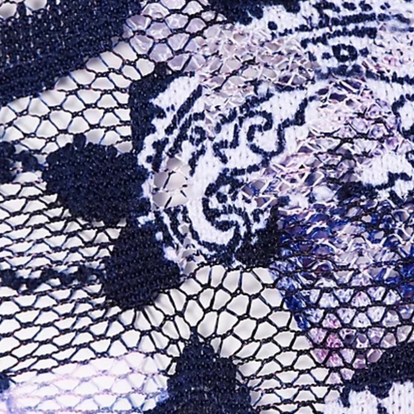 Printed Stretch Lace Drape Front Cardigan - Picture 4 of 5